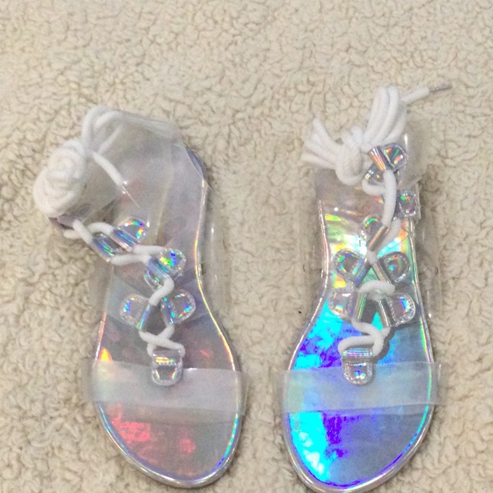 Tinstree, Gladiator, clear, lace up sandals.